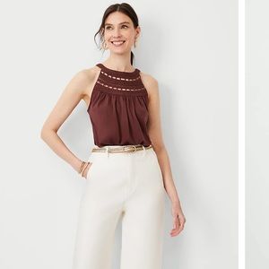Ann Taylor Crochet Yoke Halter Top XL BNWT